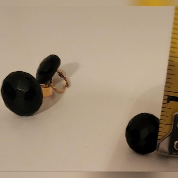 18K Solid Gold With Black Onyx Earrings & Ring Set - Picture 5 of 8